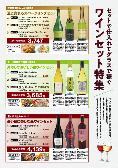 セットで仕入れてグラスで稼ぐワインセット特集