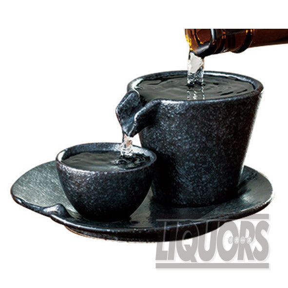 しずる冷酒器セット 銀黒(1セット)